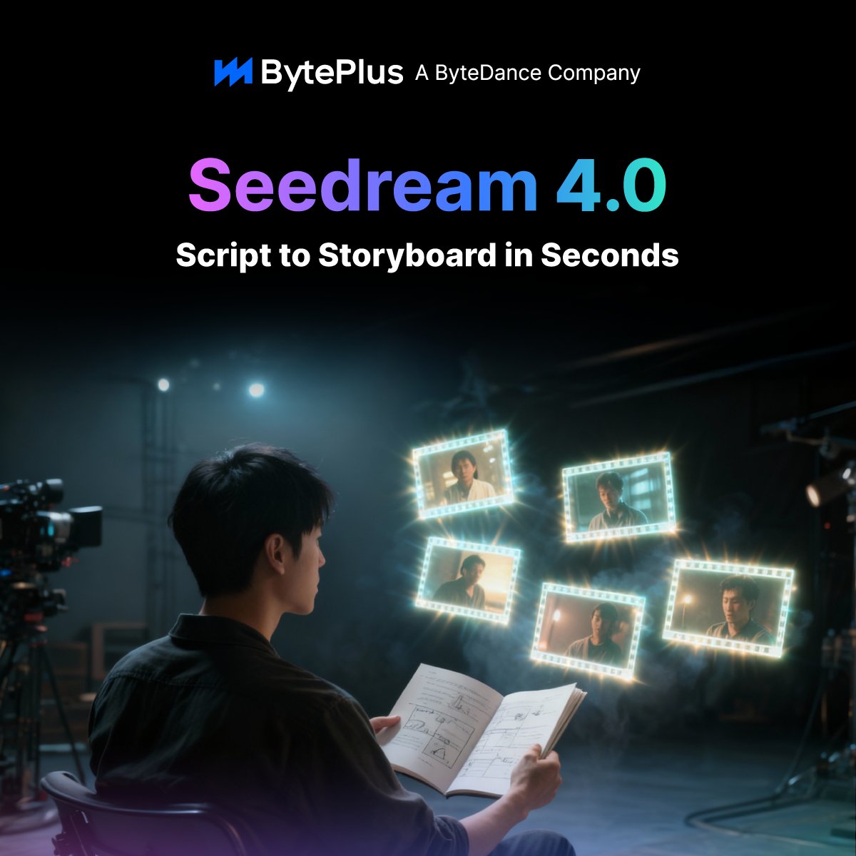 BytePlusGlobal's tweet image. 🎬 Film and entertainment teams: Storyboarding just leaped into the future.
Seedream 4.0 transforms script concepts into cinematic visuals—perfect for rapid concept development, pitch decks, and pre-visualization. Generate multiple matching shots simultaneously to maintain…
