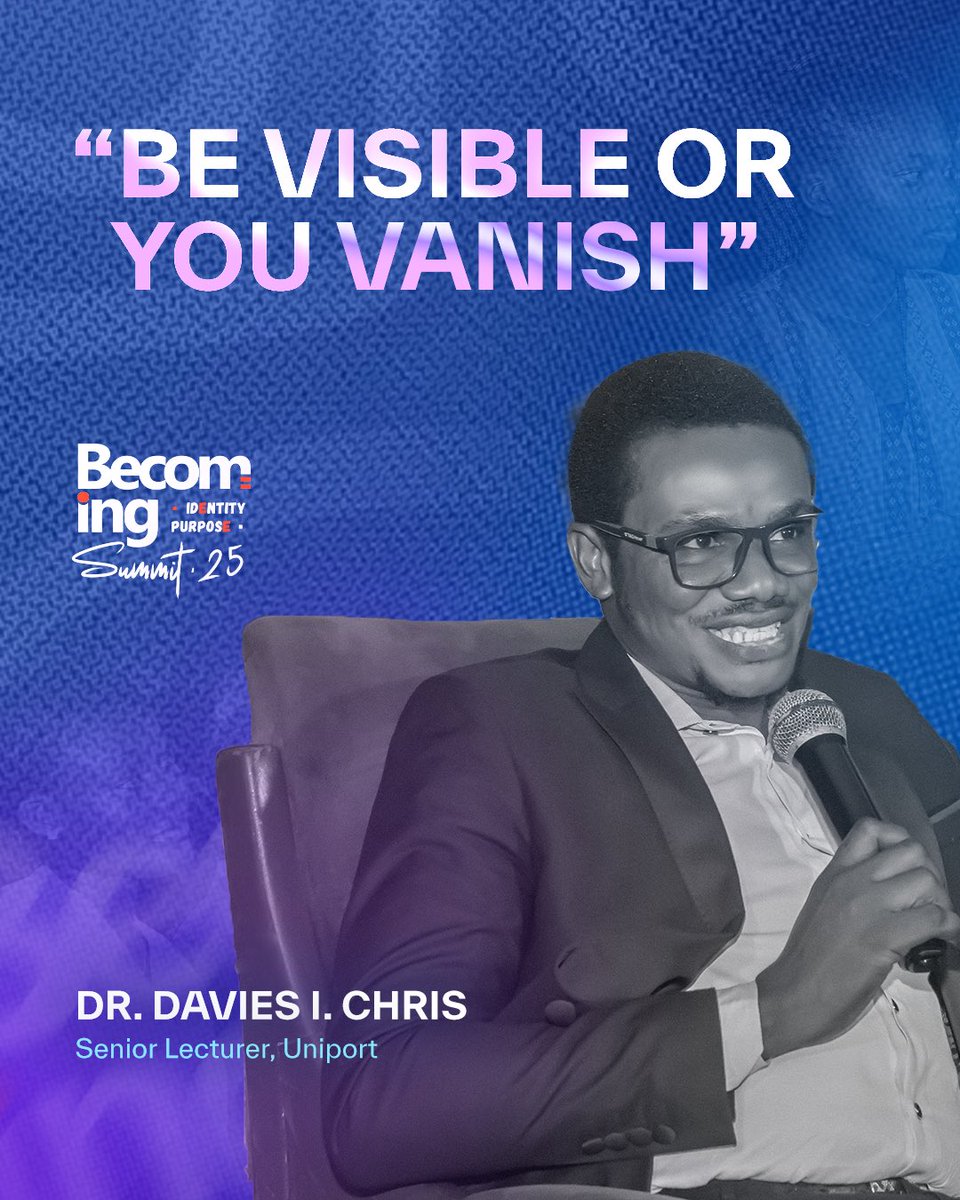 becomingsummit's tweet photo. “Be visible or you vanish.”

Davies Ibienebo Chris, Ph.D, reminded us at Becoming Summit ‘25 that the future belongs to those who show up with diligence and resilience.

Which of these truths do you need the most right now? Tell us in the comments 👇🏽

#BecomingSummit25 #Becoming https://t.co/pHkPKbK8Hh