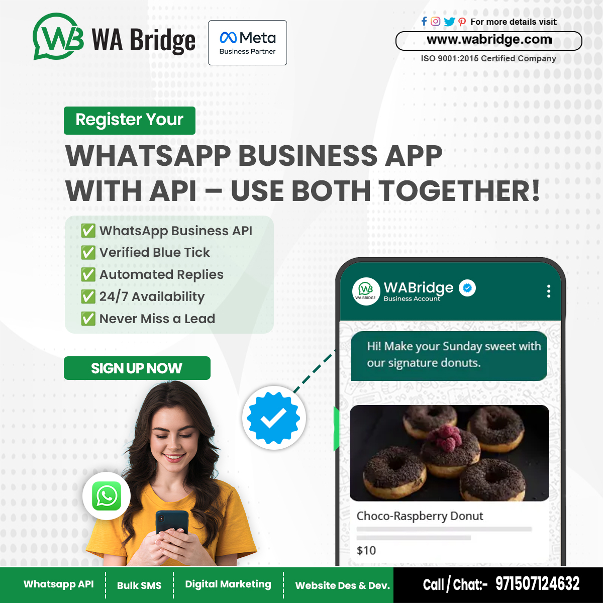 wabridge_uae's tweet image. Double the power, double the business!  Use WhatsApp Business App &amp;amp; API together!

👉 Book Your Free Demo Today!
📞 Call / Chat: +971507124632
🌐 Visit: wabridge.com
.
.
#WhatsAppBusinessAPI #WAbridge #WhatsAppChatbot #AIChatbot #BusinessAutomation #LeadGeneration