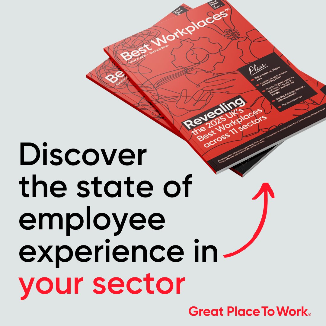 GPTW_UK's tweet image. NEW PUBLICATION!  🤓📖

Discover the state of employee experience in your sector, and how Best Workplaces™ are setting the standard and helping their people to thrive 💪 

Get your digital copy now: hubs.ly/Q03Hth060