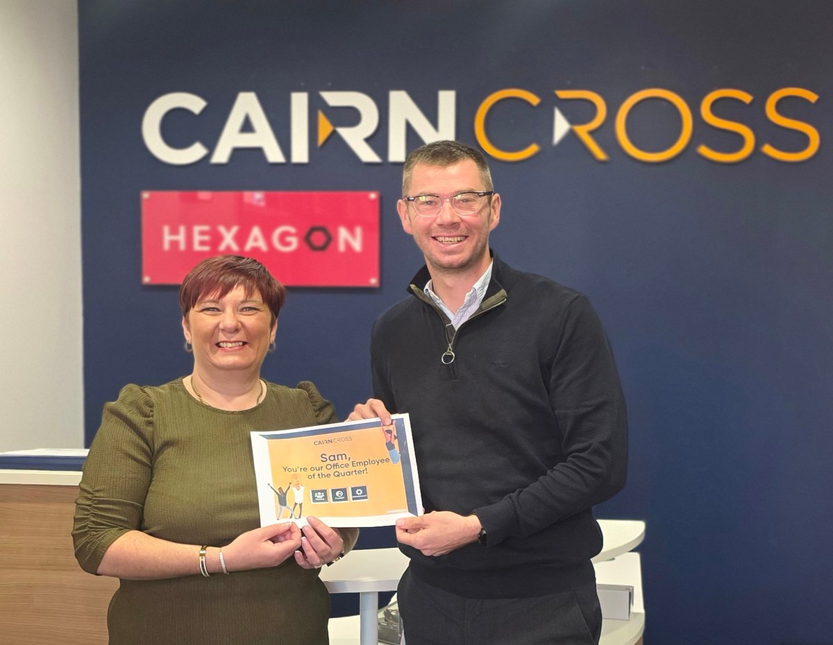 Congratulations to Sam Leathley, our Office Administration Manager, for being awarded Office Employee of the Quarter! 🏆

Well done, Sam, and thank you for your continued dedication and hard work! 👏

#EmployeeOfTheQuarter #TeamRecognition #CairnCross #PeoplePlanetPerformance