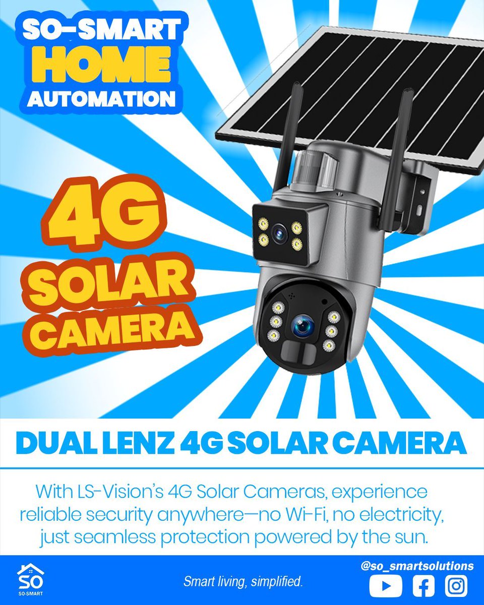 SoSmartHome's tweet photo. No Wi-Fi? No problem.

✔️ 360° Pan &amp; 155° Tilt – full coverage, no blind spots
✔️ Dual Lens – see more, worry less
✔️ 7-Day Battery Backup – always on guard

🔒 Security made simple. Powered by the sun.
📞 Call us today for delivery and installation +254 789 052402 https://t.co/7OeTGF4o4Z