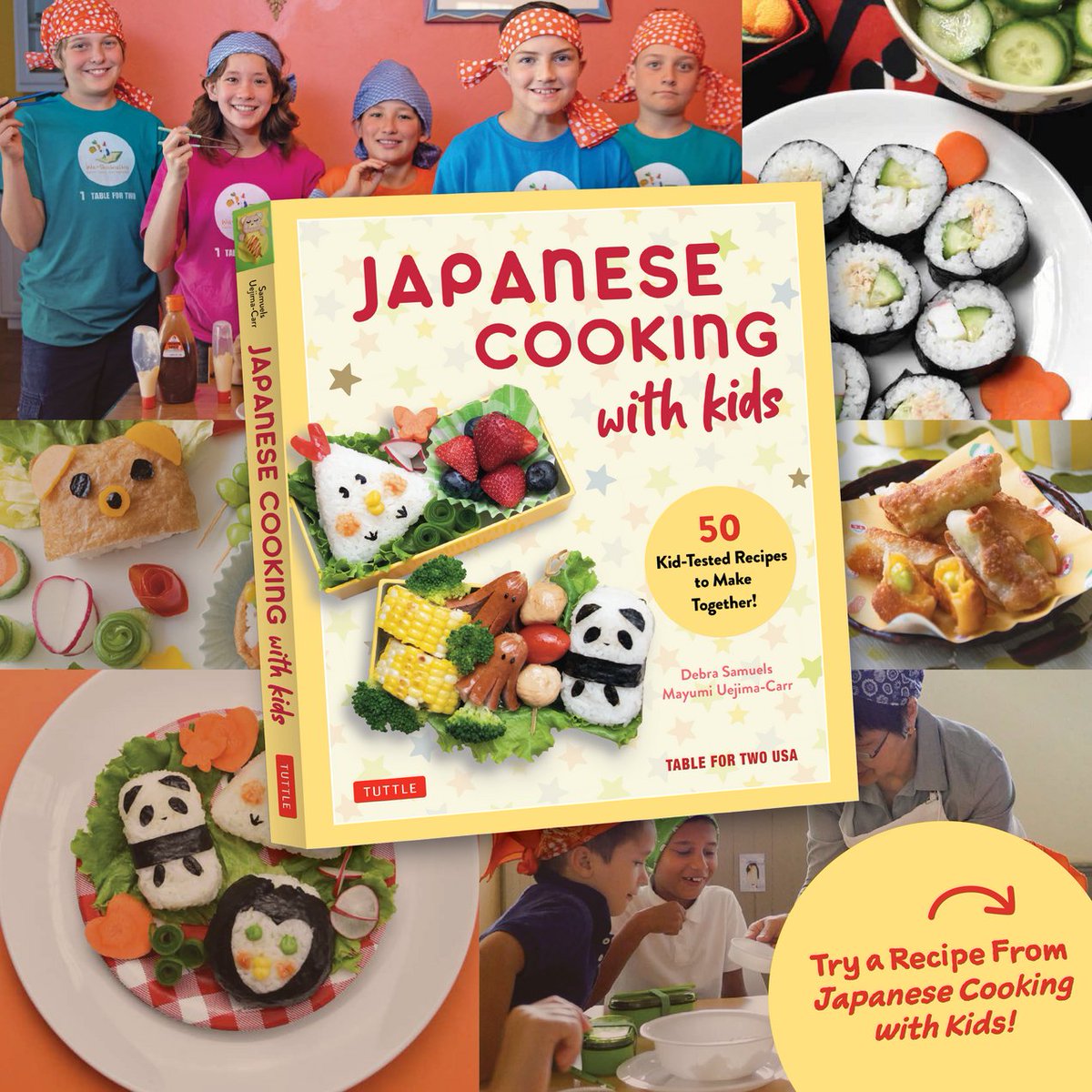 TFTjp's tweet image. TFT-US からのお知らせです ~ Japanese Cooking with Kids ~ 🍱🇺🇸✨

TABLE FOR TWO USA より、英語のレシピ本 『Japanese Cooking with Kids』 が出版されました✨
📕 amzn.asia/d/2sW5mjc

#tablefortwo #和食育