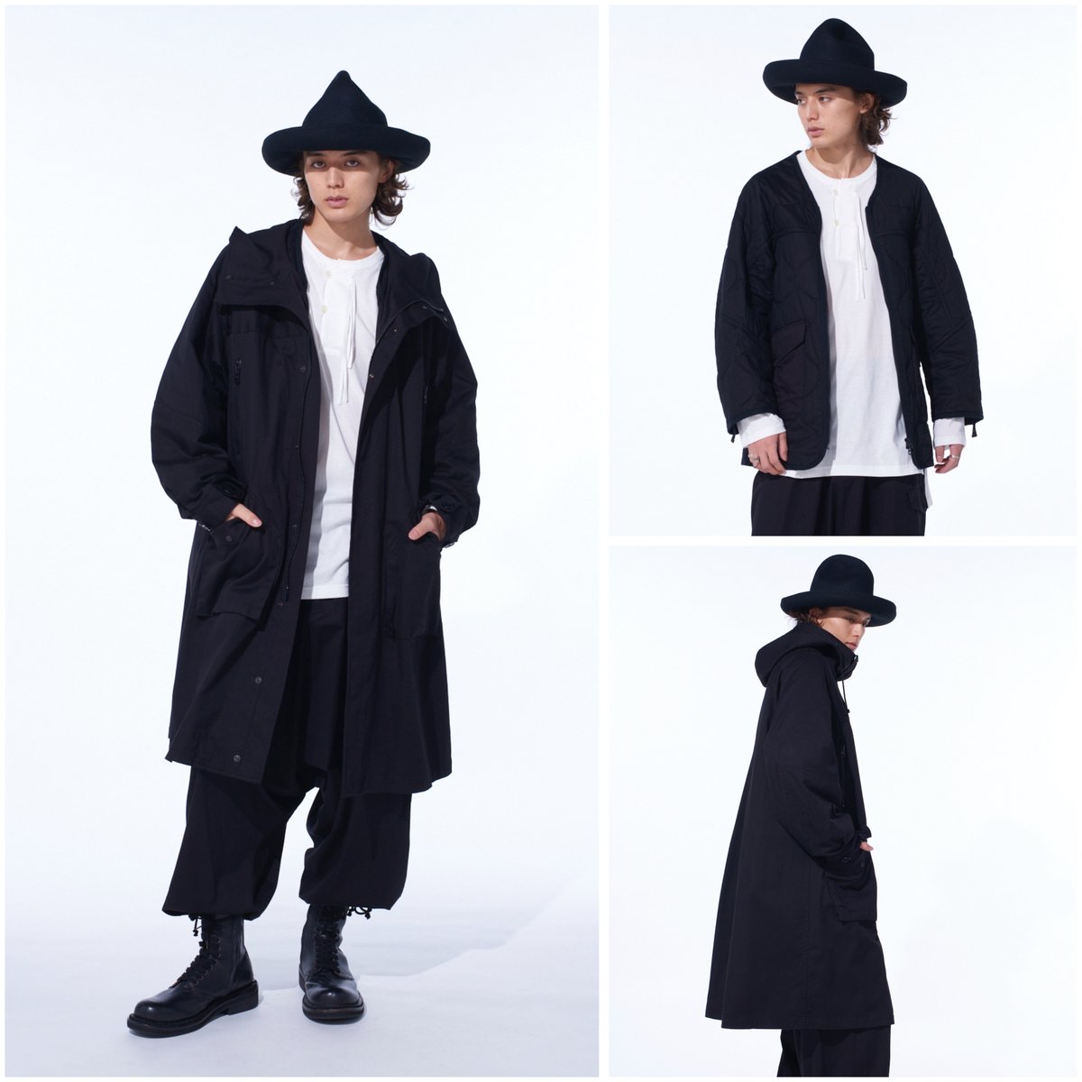 YOHJI YAMAMOTO S'YTE タイダイヴェルベットダブルコート PE/STRETCH TWILL OVERSIZED TECH HOODED COAT WITH FUNCTIONAL