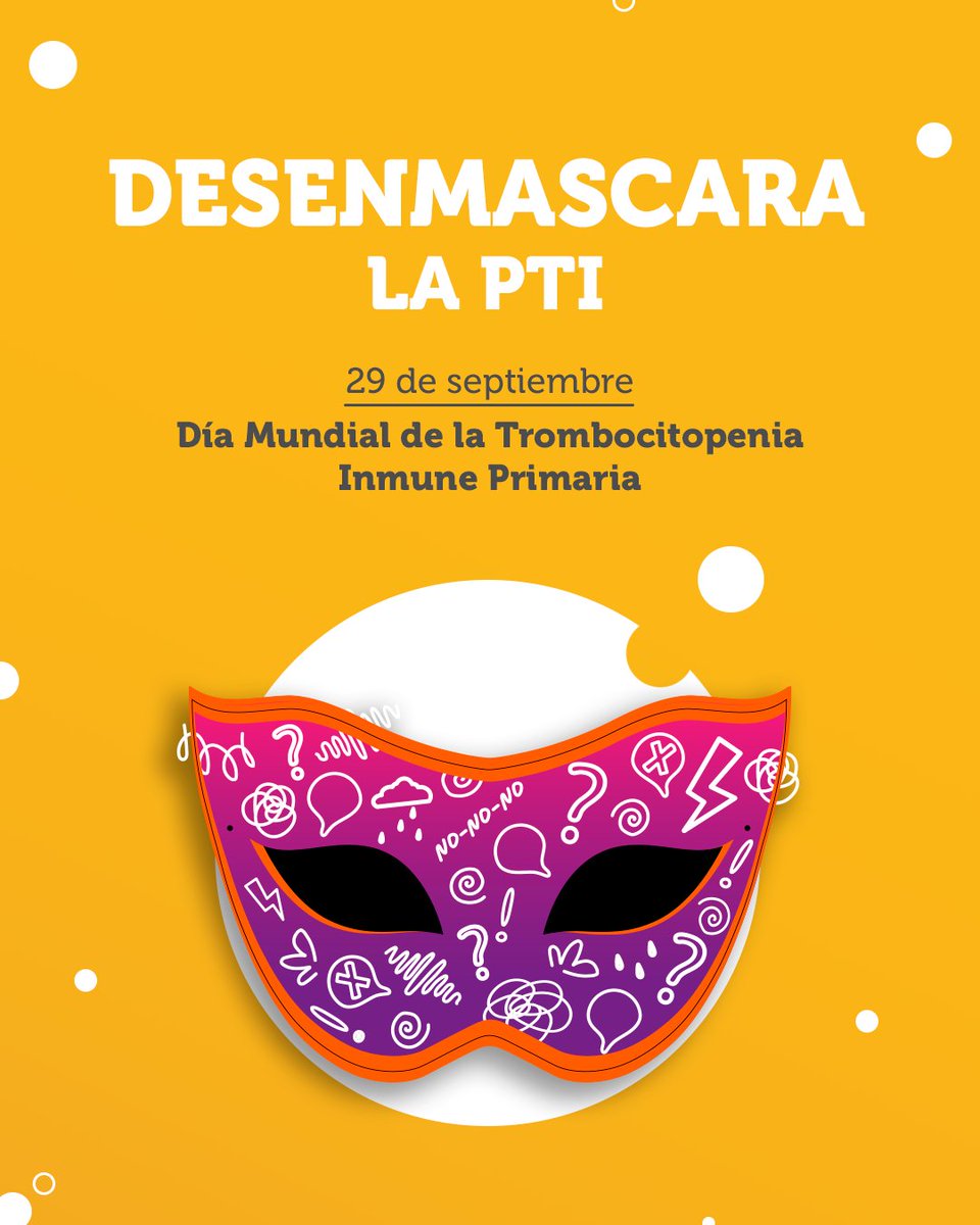 🎭Hoy es el Día Mundial de la PTI, una enfermedad rara con bajo recuento de plaquetas y riesgo de hemorragias1.
Junto a <a href="/fedhemo/">FEDHEMO - Hemofilia</a> y <a href="/FEDER_ONG/">FEDER | Enfermedades Raras</a>, lanzamos #DesenmascaraLaPTI para romper barreras sanitarias, sociales, educativas y familiares.
Súmate: sobi.com/spain/es/desen…
