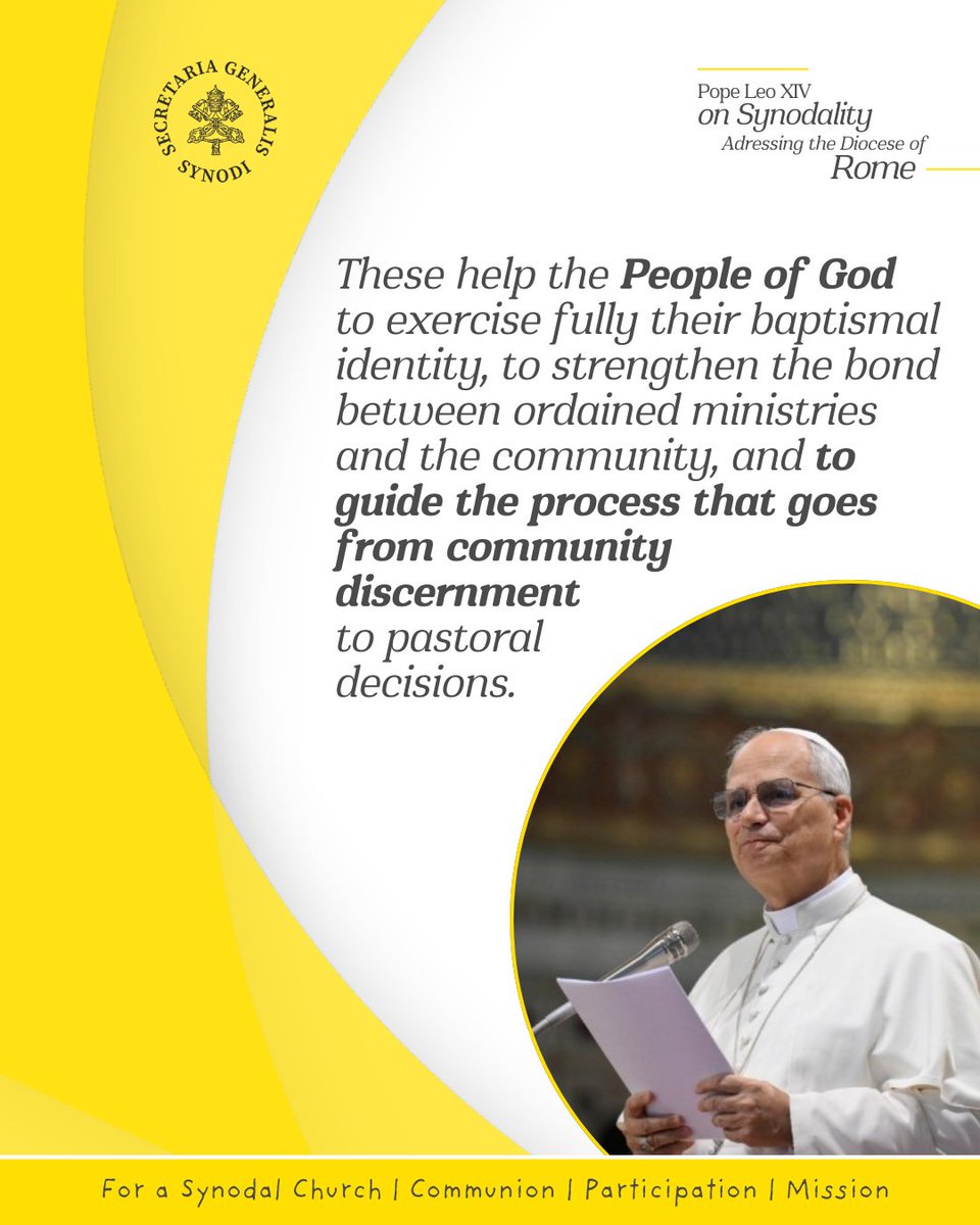 “Through the #synodalprocess, the #Spirit has inspired the hope of an ecclesial renewal," #PopeLeoXIV, further shared the #process is"...able to revitalize communities, so that they may grow in the #evangelicalstyle,in closeness to #God &amp; in the presence of service in the #world