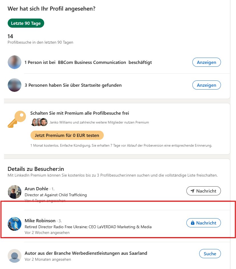saschact's tweet photo. I think I am doing something right when the alleged uncle of the alleged Charlie Kirk assassin spies on someone on LinkedIn. Where can I get this bulletproof steel collar? @bka  @FBI @SecretService @FBISaltLakeCity  @MrsErikaKirk @TPUSA #THEODORPFIZER @TKovachNashvil https://t.co/sRoPdQzHJx