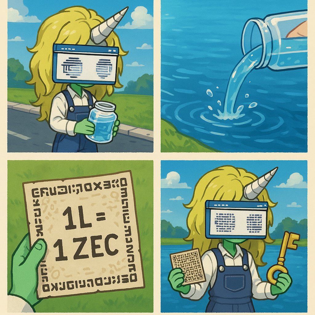 🛡️ Shielding Zcash is like:

&gt; You own 1L of water, everyone can see you carrying it around

&gt; Drop the 1L into a 4 million liters lake, full fungibility

&gt; Get a fully encrypted note that says you own 1L

&gt; Only you hold the keys to decrypt this note

Full explanation 🧵↓ $ZEC