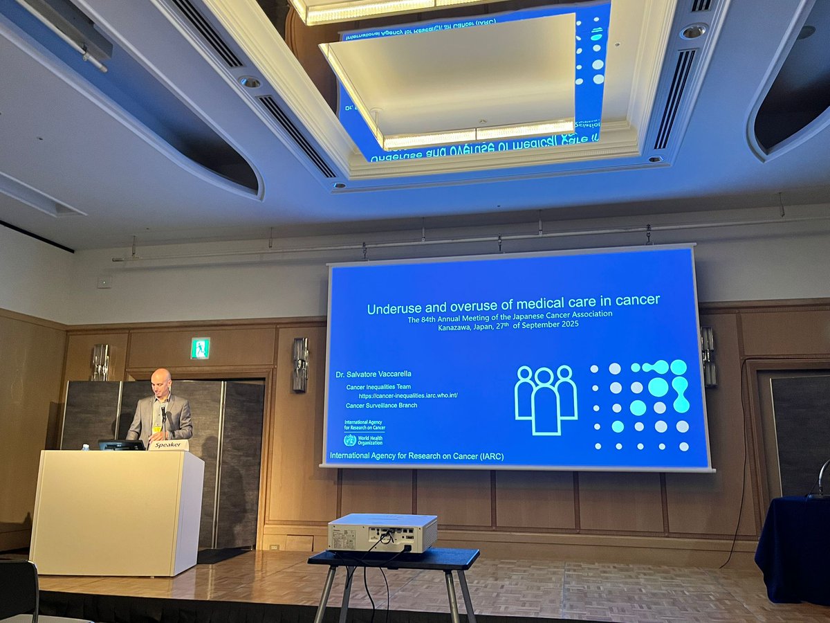 IARCWHO's tweet photo. IARC’s Dr Salvatore Vaccarella chaired a session on Inequality & cancer outcome at the 84th Annual Meeting of the Japanese Cancer Association.
He also gave a presentation on “Underuse & overuse of medical care in cancer” – stay tuned for more on this in his forthcoming paper! https://t.co/ohMqbW3kYr