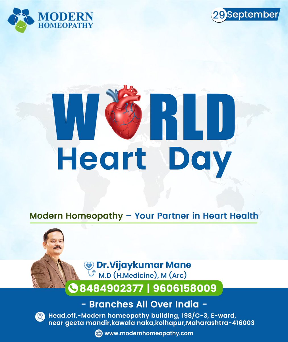 modernhomeopath's tweet photo. World Heart Day 2025 ❤️

📞 8484902377 | 9606158009
📞 Toll-Free: 1800-121-8009
🌐 https://t.co/hsNYxbjjE6
📧 contact@modernhomeopathy.com

#WorldHeartDay2025 #HeartHealth #HealthyHeart #ModernHomeopathy #PreventHeartAttack #CardiovascularHealth #HeartCare #HeartAwareness https://t.co/26tQKBo1z5