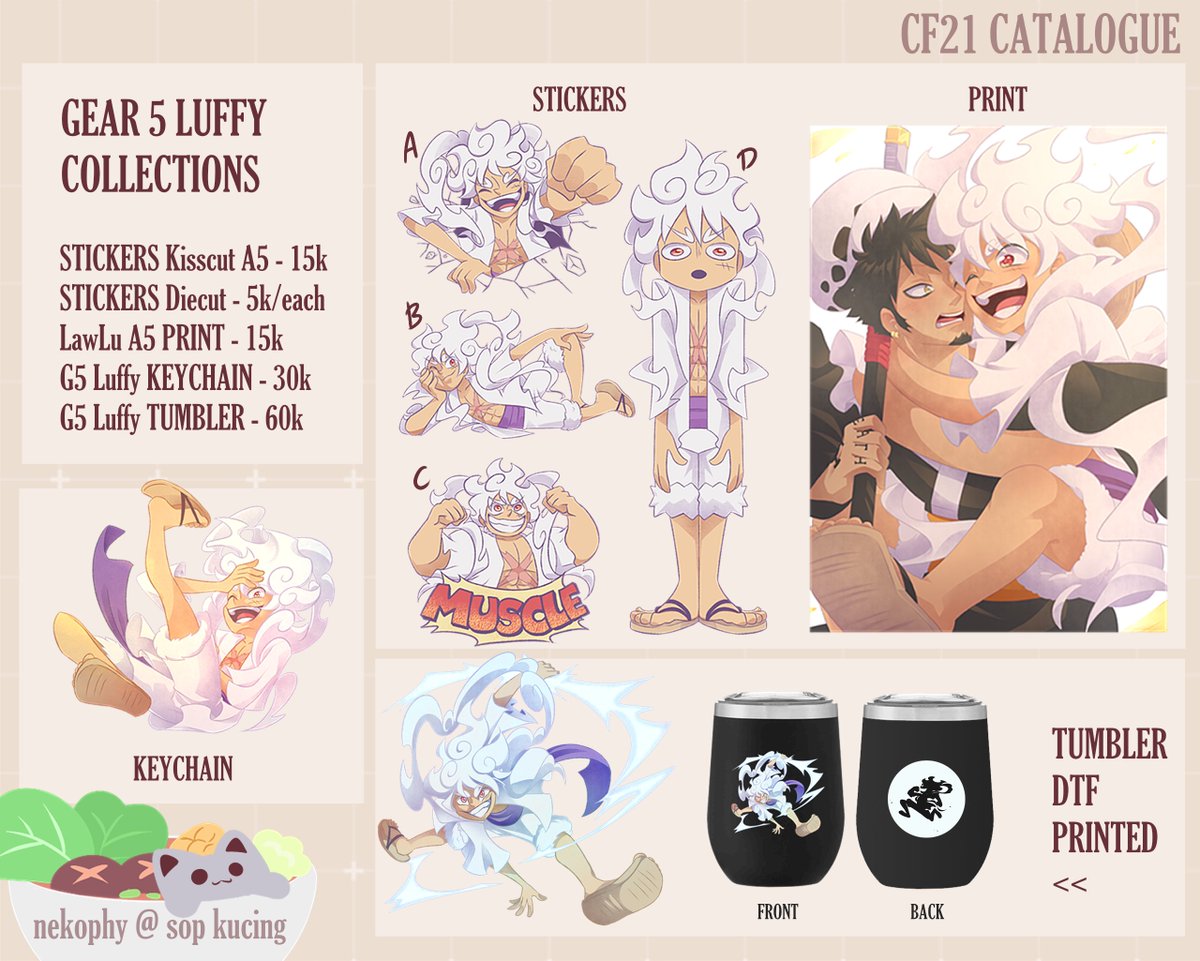 #CF21 IS SOON! So Preorders is now openn! I'll be boothing with capcaysin 👏✨

✨ Close on 7 October 2025
✨ Sop Kucing (BOTH DAYS)
✨ Hazbin Hotel | Cookie Run | One Piece
Form link in the thread! 👏
[💗 &amp; 🔁 appreciated]

#comifuro21 #cf21catalogue #CFXXI