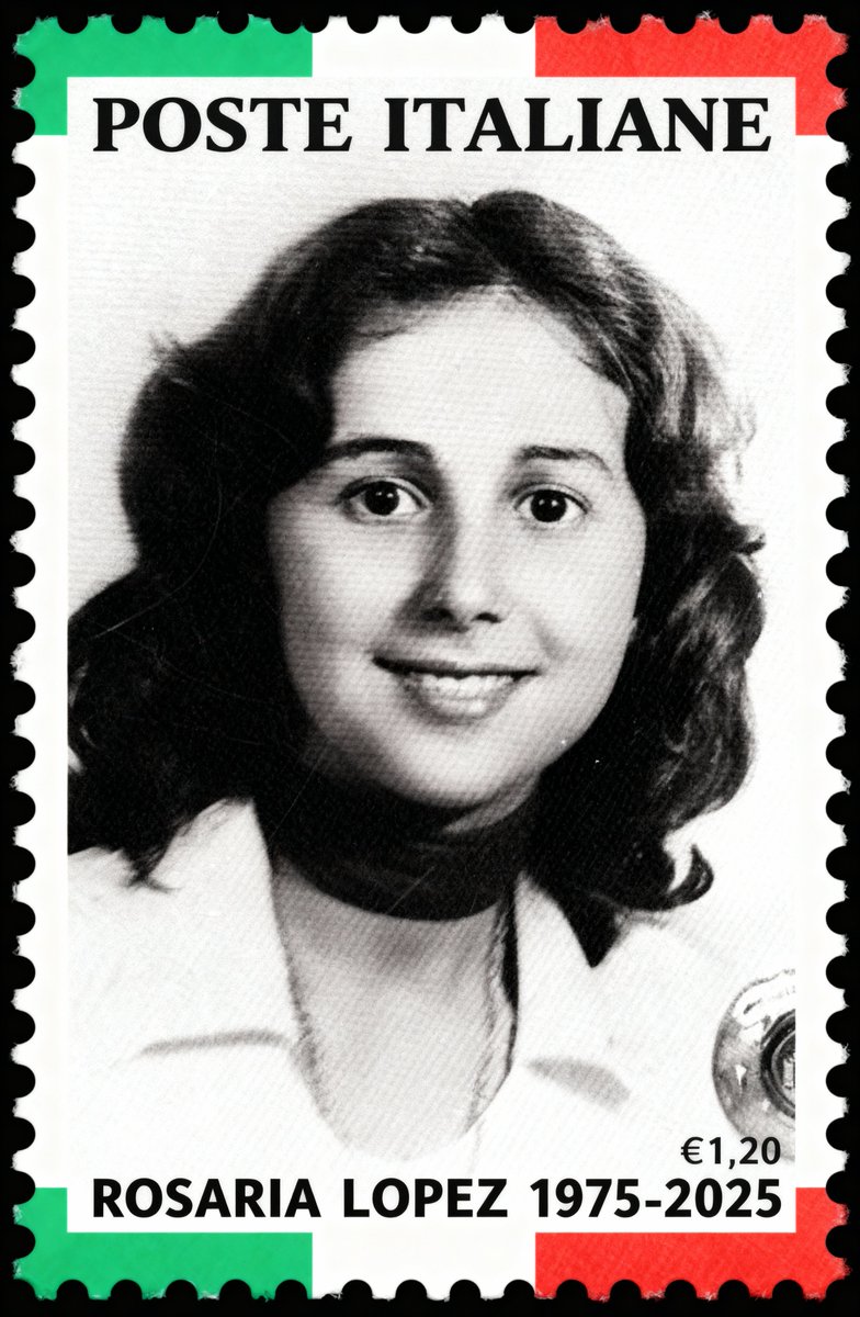 ANPIRomaPosti's tweet photo. 🟥Visto che per lei non verrà mai emesso, il francobollo glielo dedichiamo noi. #RosariaLopez, esattamente 50 anni fa, venne sequestrata, torturata, stuprata e poi assassinata, in una villa del #Circeo, da 3 neofascisti: #GianniGuido, #AngeloIzzo e #AndreaGhira. Aveva 19 anni. https://t.co/SEqvM1PZuw
