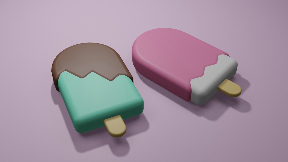 BlenderApril's tweet image. 10日でblender4入門 2日目◎

棒アイス🍨今回もスムーズでした🙆
自分に技術があればカラーシュガーや星のお砂糖をつけられるのに…とむず痒い気持ちです（  ; ᴗ ;  ）

#blender
#blender初心者
#blender超絶初心者