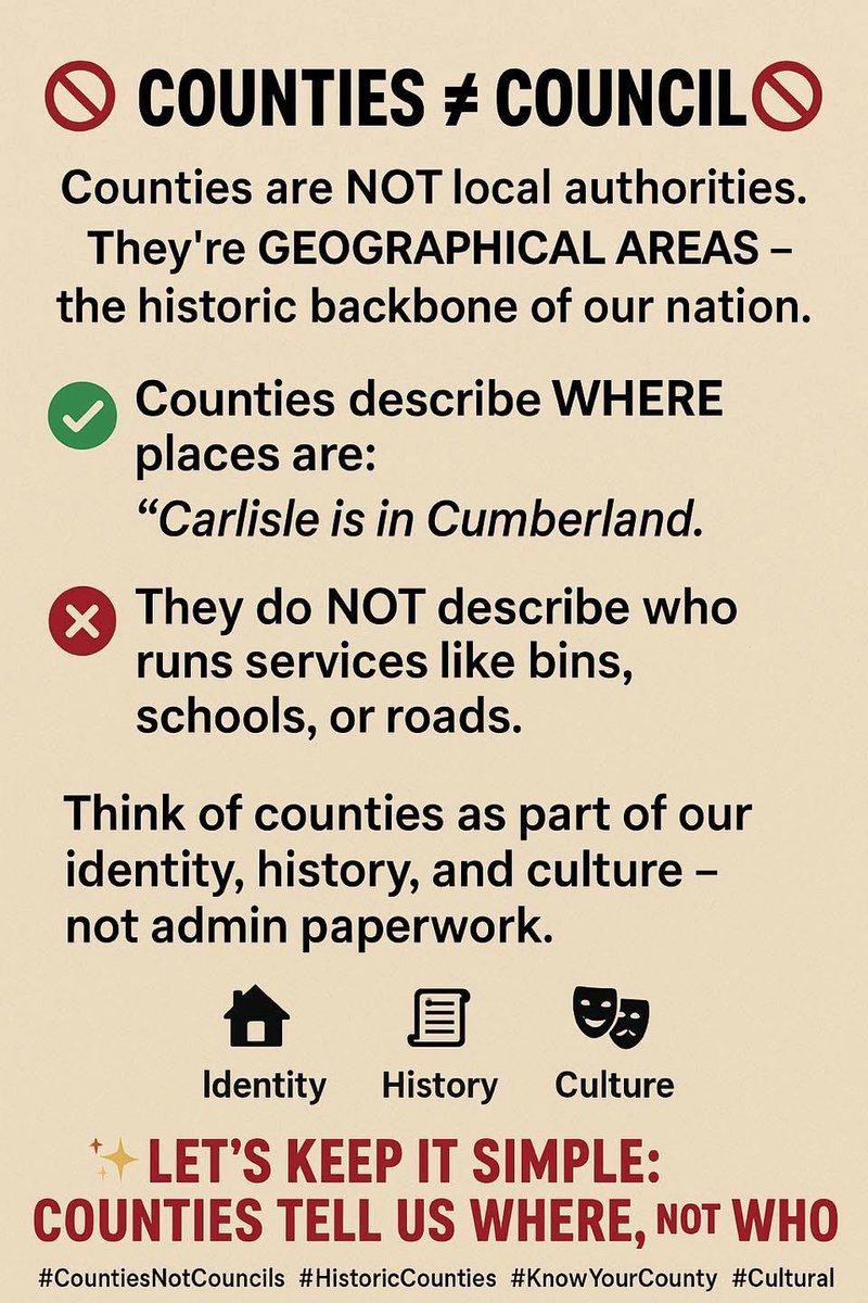 To media teams in Somerset, broadcast and other.
Too often stories talk about things happening "across the county", or that are "Countywide", when in fact they're "Council wide".
With a little more care, these inaccuracies can stop.
<a href="/bbcsomerset/">BBC Somerset</a> <a href="/itvwestcountry/">ITV News West Country</a> <a href="/SomersetCouncil/">Somerset Council</a>