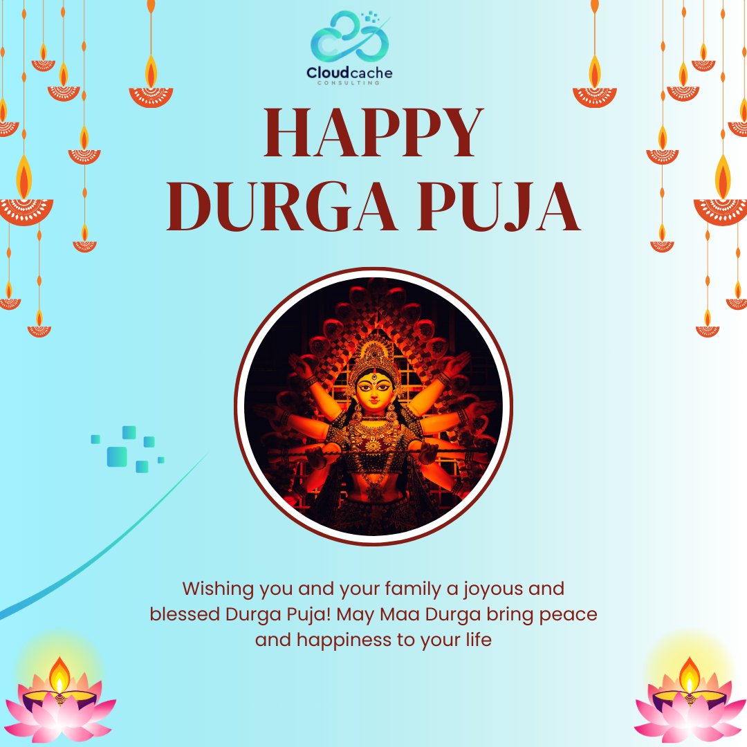 "🌸 Wishing everyone a blessed #DurgaPuja from the CloudCache team! May Maa Durga’s blessings bring peace, prosperity, and joy into your life. Let's celebrate new beginnings and the victory of good over evil! 🙏✨ #DurgaPuja2025 #MaaDurgaBlessings #FestivalOfJoy"