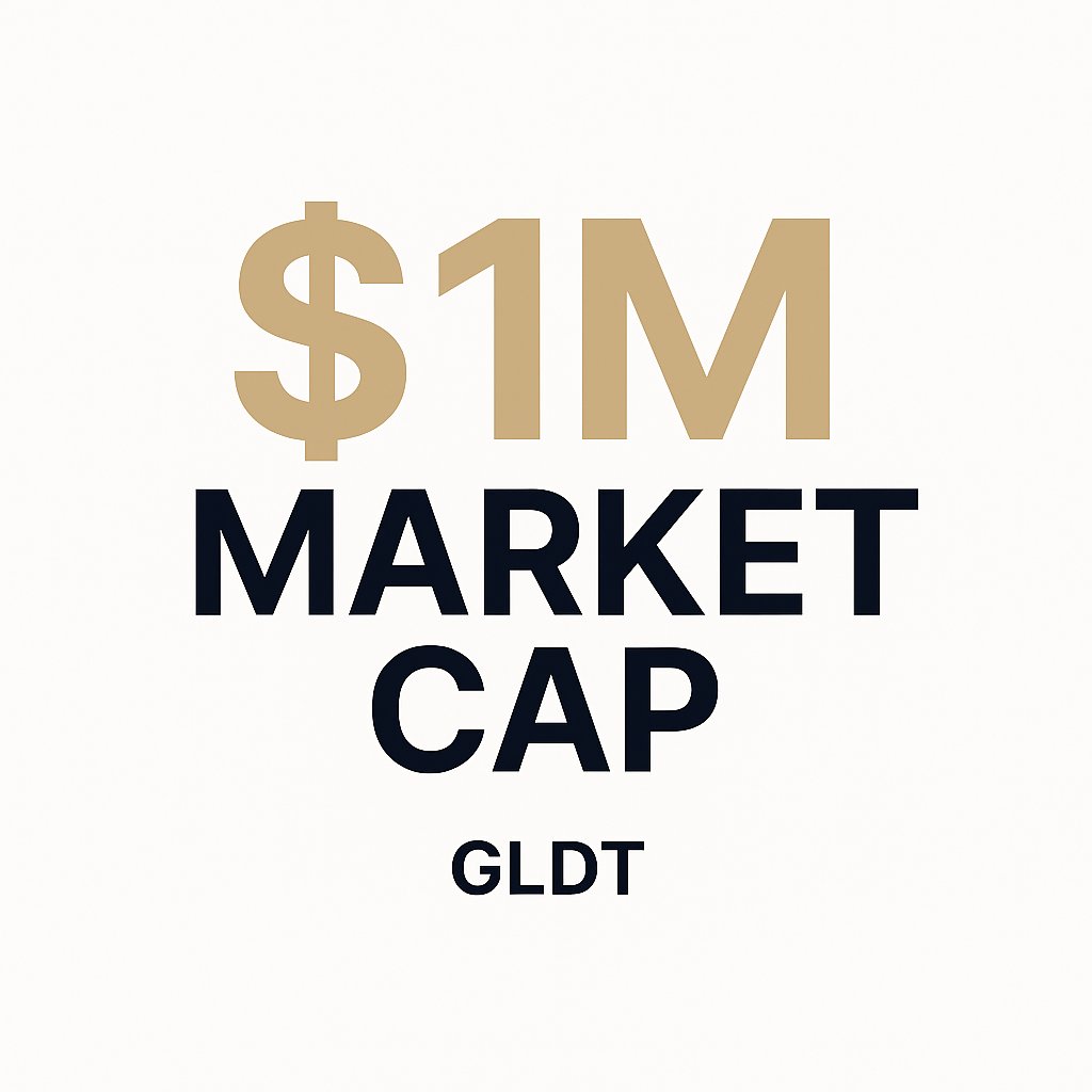 🚨 Milestone Reached 🚨

$GLDT has officially passed $1M market cap 🏆
8.2kg of gold backing and growing.

One step at a time, the future of gold on-chain is being built right here. ⚡️

This is just the beginning. ⏳
$GOLDAO #GLDT