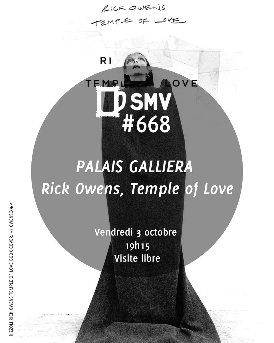 [#SMV668] 📆 #AvosAgendas
Vendredi 3 octobre, RDV au <a href="/PalaisGalliera/">Palais Galliera</a> pour la 1ere expo consacrée à “Rick Owens, Temple of Love” <a href="/RICKOWENSONLINE/">RICK OWENS</a>
📸 + d'infos sur Facebook fb.me/e/cORPei1zh

#SMV668 #exporickowens #palaisgalliera #parismusee #rickowens #rickowensonline