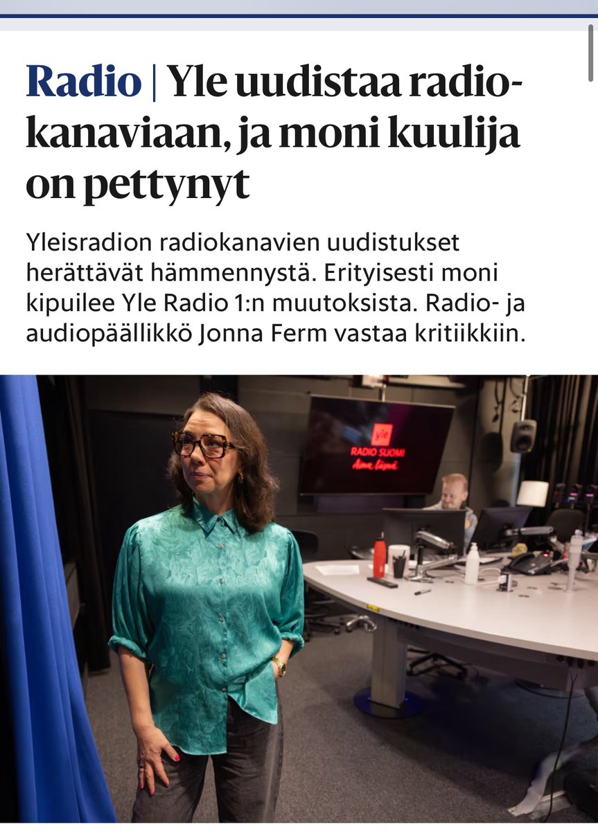 otsikon mukaan ”moni kuulija on pettynyt”

silti jutussa haastatellaan vain ylen työntekijöitä, jotka ovat pettyneitä, kun heidän ohjelmansa on lopetettu 

hs.fi/taide/art-2000…