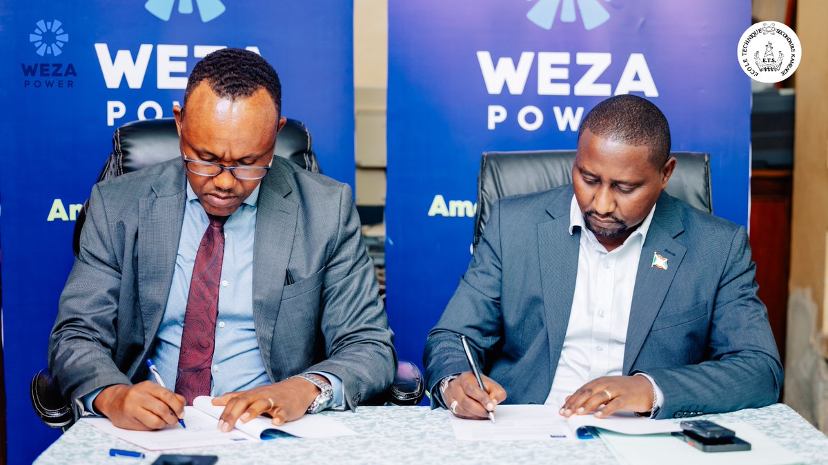WezaPower's tweet photo. Weza Power et l’ETS Kamenge ont signé un protocole d’accord pour rénover un centre de formation et préparer la prochaine génération d’experts en électricité au Burundi.
Un partenariat qui ouvre la voie à un avenir durable et inclusif.
#WezaPower #ETS #Burundi #Partenariat https://t.co/7yeAvagXB9