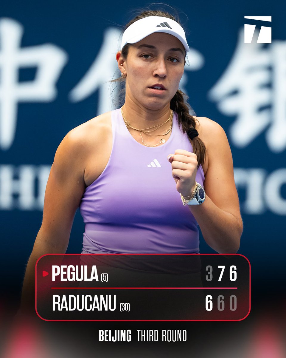 TennisChannel's tweet photo. From the brink of defeat to complete control 🤯

Jessica Pegula saved three match points in the second set tiebreak to move on to the round of 16! 👏

#2025ChinaOpen https://t.co/lBeRDKPCZH