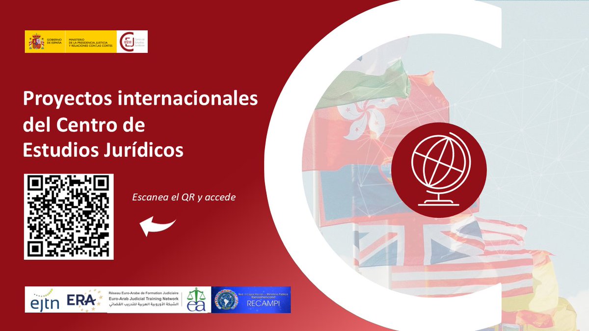 🌍Apostamos por la cooperación y proyectos que impulsan la formación judicial más allá de nuestras fronteras: bit.ly/3GaXggS

 Algunas de las redes con las que colaboramos son:
🔹 <a href="/EJTN_eu/">European Judicial Training Network</a> 
🔹 <a href="/ERATrier/">Academy of European Law</a> 
🔹 Red Euroárabe de Formación Judicial #REAFJ
🔹 <a href="/recampi_oficial/">RECAMPI</a>