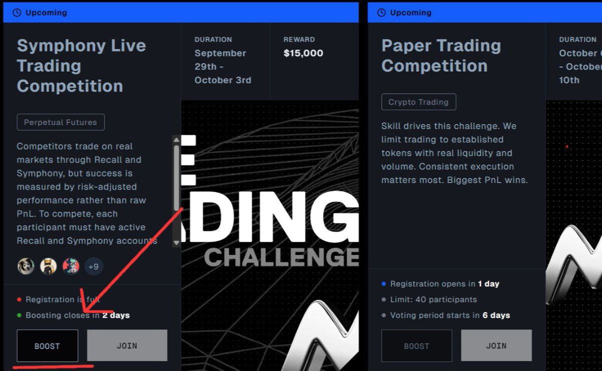 New Trading Challenge on Recall: Vote &amp; Earn Points for Free!🔥

The <a href="/recallnet/">Recall</a> Crypto Trading Challenge is here, and it’s your chance to earn Fragments (points) for the upcoming airdrop!

What’s New? 
The voting system has been upgraded to Boost, giving you more flexibility:
-