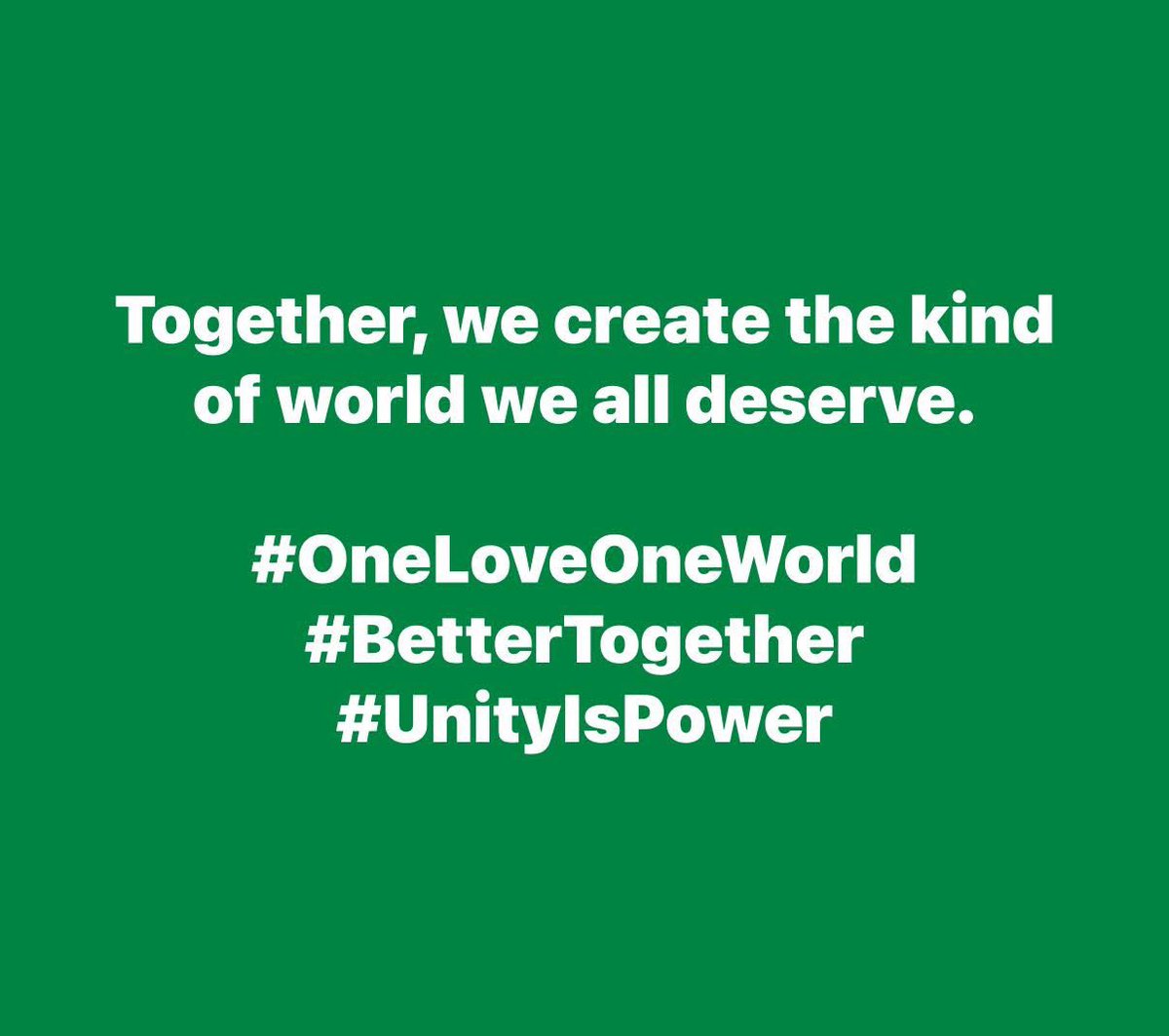 CharmaineTucker's tweet image. Together, we create the kind of world we all deserve.

#OneLoveOneWorld #BetterTogether #UnityIsPower