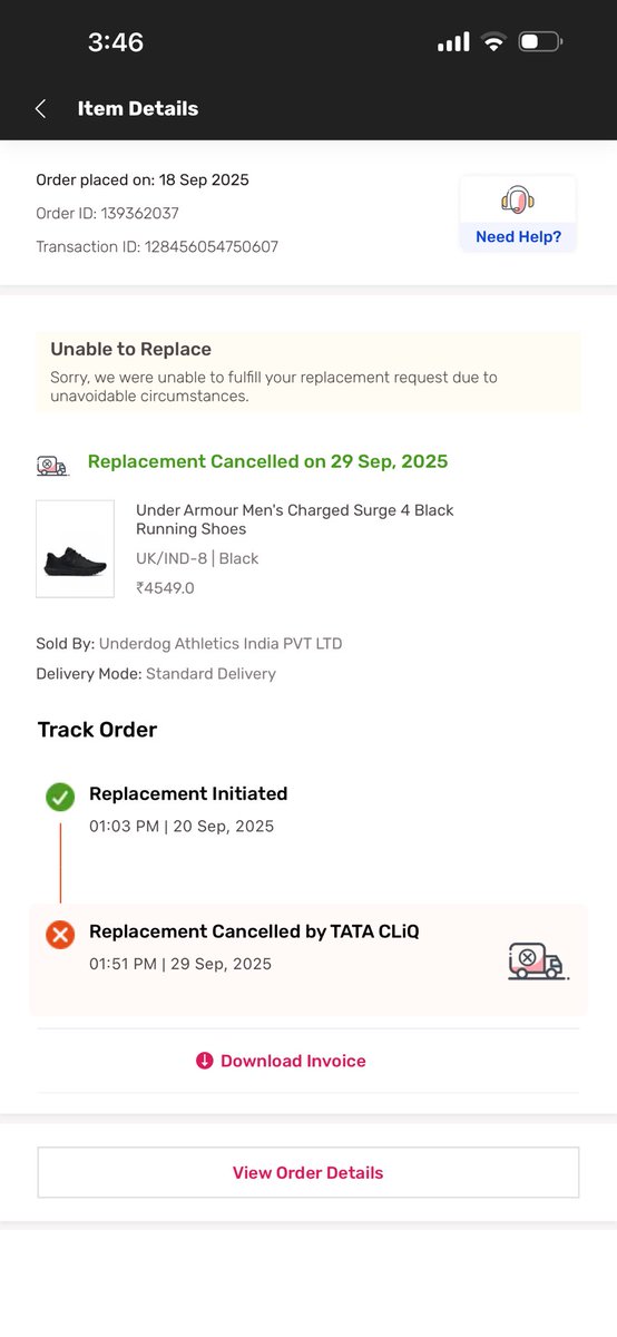 mohit__nain's tweet photo. @TataCompanies @TataCLiQCare @TATACLiQLuxury  Ordered @TataCliq shoes ₹4549 (UK8). Requested size 7 replacement. Cancelled saying “no stock”. Now same pair listed for ₹6499! Pure price scam. #ConsumerRights https://t.co/pKeKDnEms7