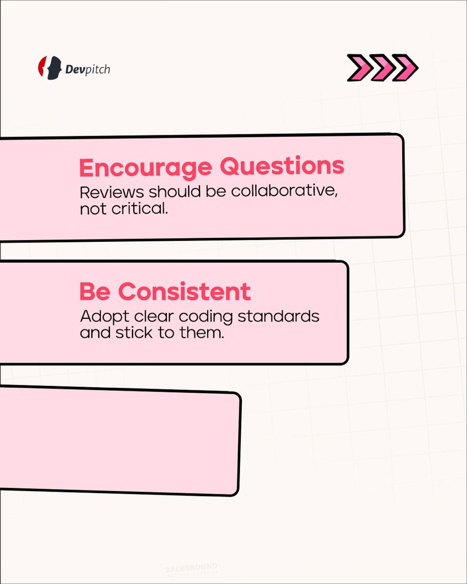 DevpitchCo's tweet image. Great teams don't just write code, they review it right. ✅
Effective code reviews are a cornerstone of high-quality software development.
Is your team following these best practices?
#Deepitch #CodeReview #BestPractices #SoftwareEngineering #DevOps #Coding