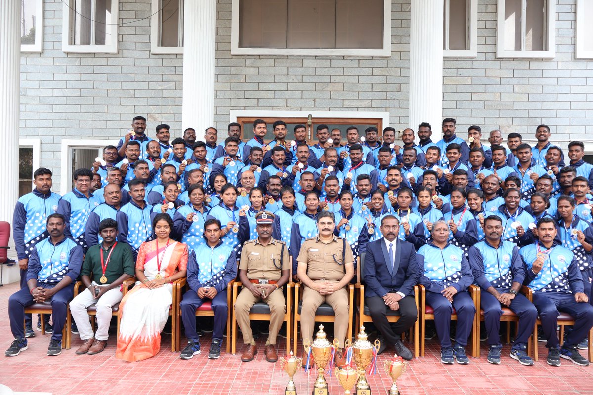 TN team clinched 17 medals (including 6 Gold)&amp; 5 trophies at the 7th AIPDM held at RBVRR TSPA, HYD, from Sep 9 to 11, 2025. DG of Prisons Dr. Maheshwar Dayal,IPS, congratulated and honored the team at the Prison Hqrs on Sep 13, 2025. Supdt Tr.M. SatheeshKumar was the Team Manager