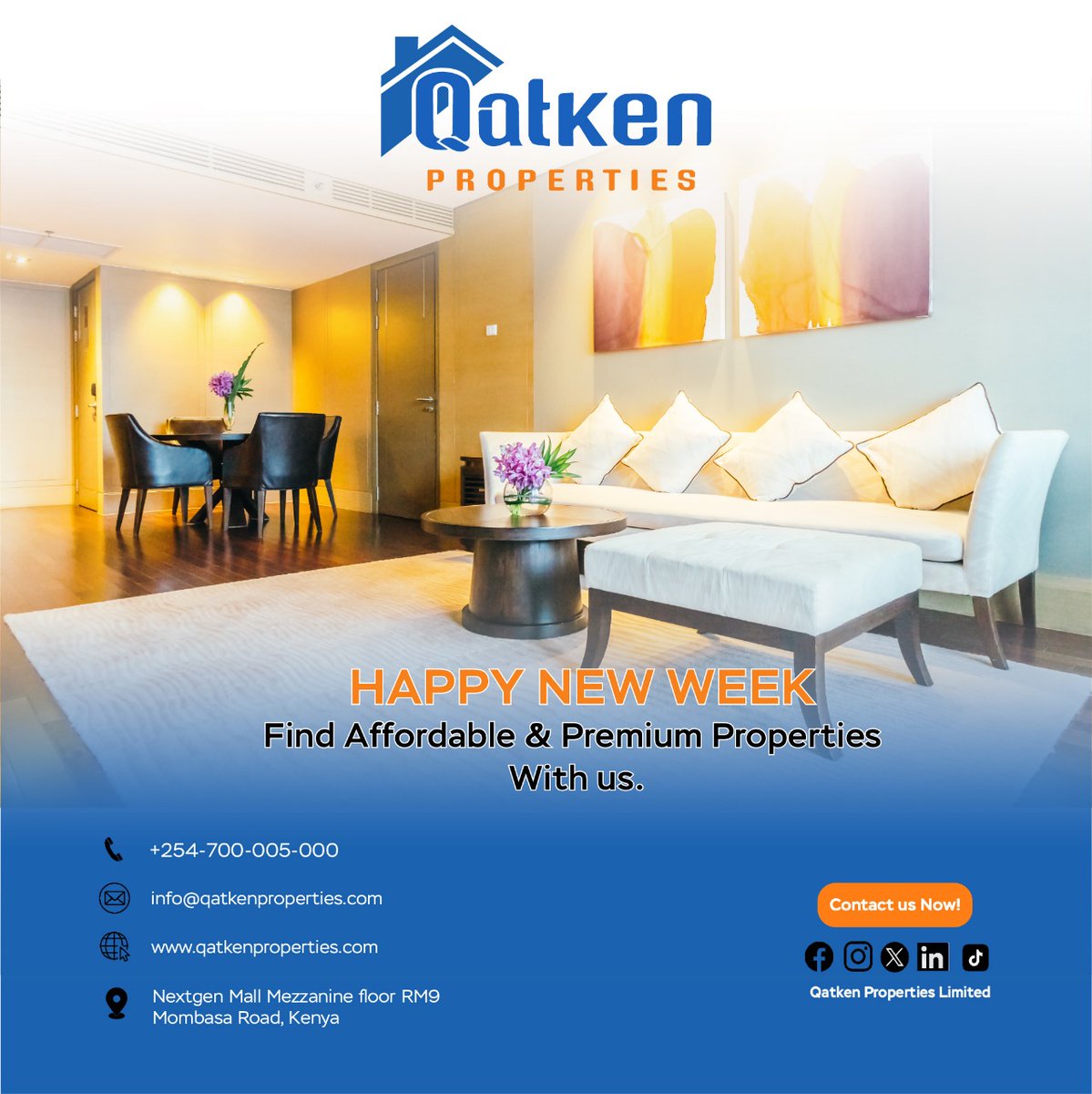 qatkenproperty's tweet image. Happy New Week!

Your dream home or office is closer than you think. With Qatken Properties, find affordable &amp;amp; premium spaces designed for you.

📞 +254-700-005-000 | 🌐 qatkenproperties.com

#QatkenProperties #RealEstate #PropertySolutions
