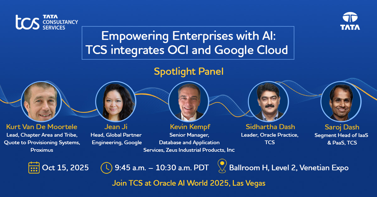 TCSDigitalTech's tweet image. Join this interesting Spotlight session at #OracleAIWorld to gain insights from senior leaders on how #AI and @Oracle cloud technology is driving productivity, efficiency, and user experience, and enabling #businessmodernization for enterprises. Learn more:lnkd.in/gM4wAjxj