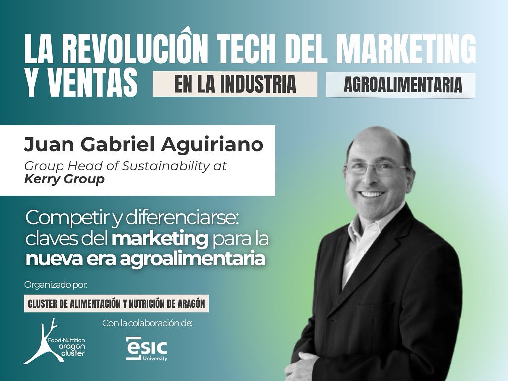 🎤 Ponente destacado en la Jornada de Inmersión en Innovación Estratégica 2025:

🚀 Juan Gabriel Aguiriano – Group Head of Sustainability en Kerry Group

📅 29/10 | Zaragoza

🤝 Con la colaboración de @ESICbusiness

🔗 Inscripción: forms.office.com/pages/response…