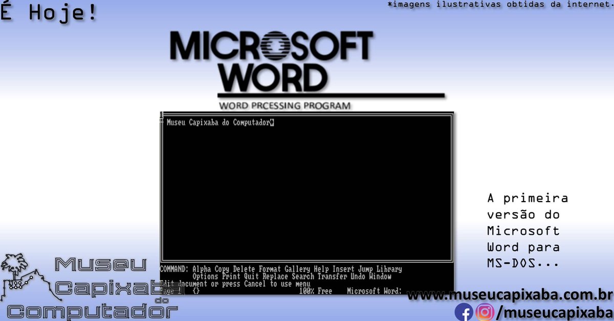 museucapixaba's tweet photo. É hoje! O editor de textos Microsoft Word 1.0 de 1983.
+em https://t.co/palaCLyvKi
#MuseuCapixaba #mcc #éhoje #museu #retro #OnThisDay #Microsoft #MicrosoftWord #MultiToolWord #Bravo #IBMPC #Macintosh #mouse #MSDOS #PARC #PCWorld #WordStar #WYSIWYG #Xerox #XeroxAlto #XeroxBravo https://t.co/fBUxJeTZmM