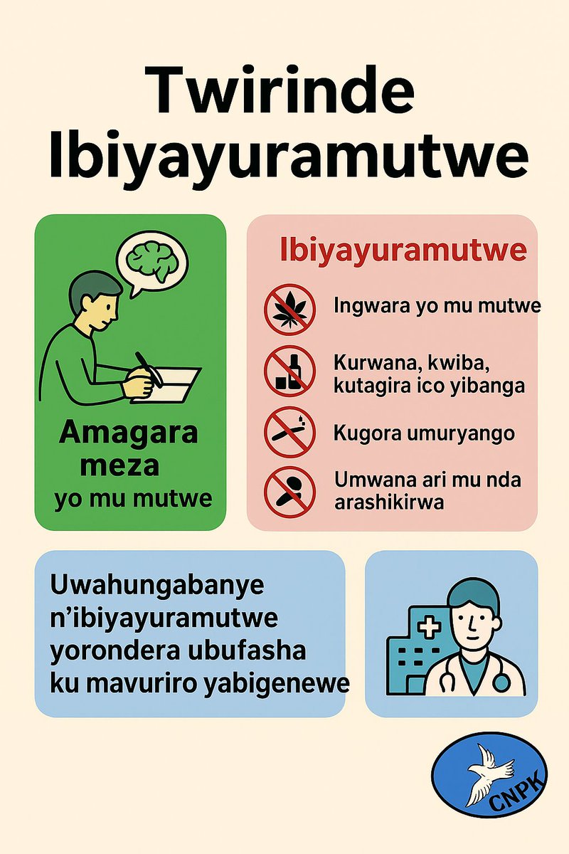 Hello <a href="/abatwip257/"># Abatwip ~𝕏</a>, ikigo <a href="/CNP_Kamenge/">Centre Neuropsychiatrique de Kamenge</a> kiribukije kwirinda kwihereza ibiyayuramutwe kuko bifise ingaruka mbi ku magara meza yo mu mutwe. Twobamenyesha ko turi mu myiteguro yo kwugurura igisata kizofasha kwakira no gukurikirana abasinzikajwe n'ivyo biyayuramutwe (addictologie).