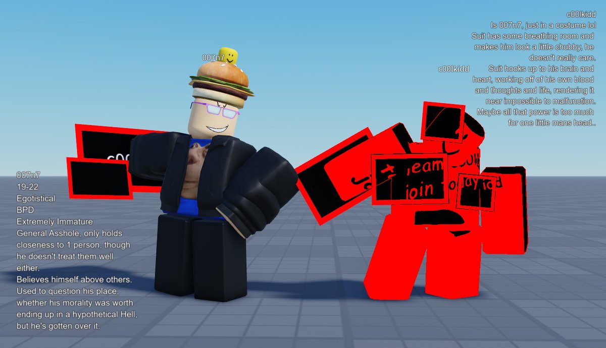 ssunheejippery's tweet image. #roblox #robloxadmin #robloxhacker #robloxdevtwt #C00lkidd hi guyses here are my 007n7 and c00lkidd takes. Hi
also 7n7 has a kind-of god complex forgot to add that
ill make a modern-day take later cuz i already have an idea
no this isnt a repost what are u talking about haha