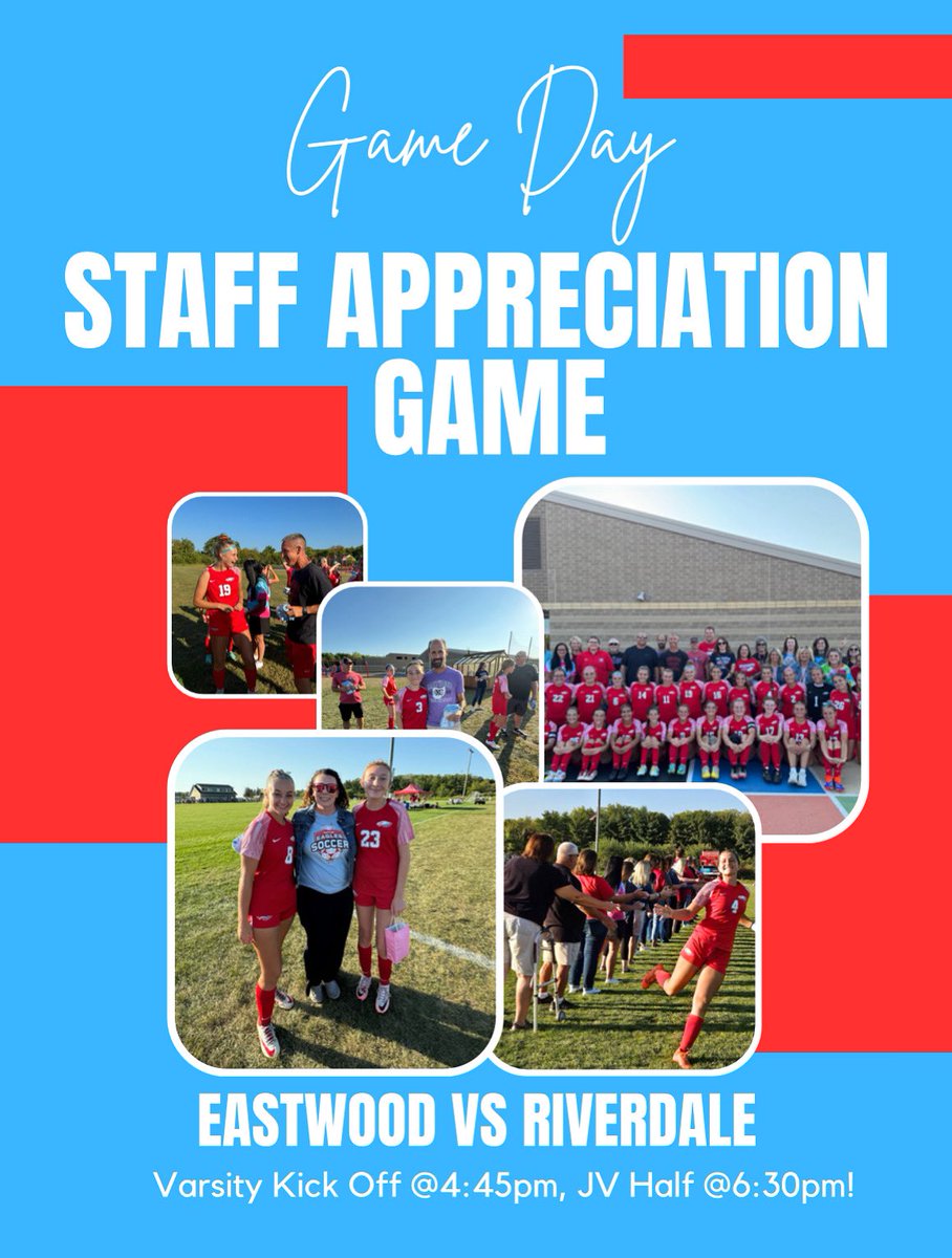 STAFF APPRECIATION GAME/GAME DAY🔥🔥
🆚Riverdale High School 
📍Eastwood High School
⏰Varsity at 4:45pm, JV Half at 6:30pm