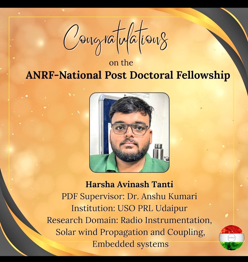 Indus_SolPhy's tweet photo. #teamINDUS extends congratulations to our members for receiving ANRF - National Post Doctoral Fellowship (NPDF) ๐๐๐
Best wishes for your continued success โ๐ https://t.co/zlRsr75sfD