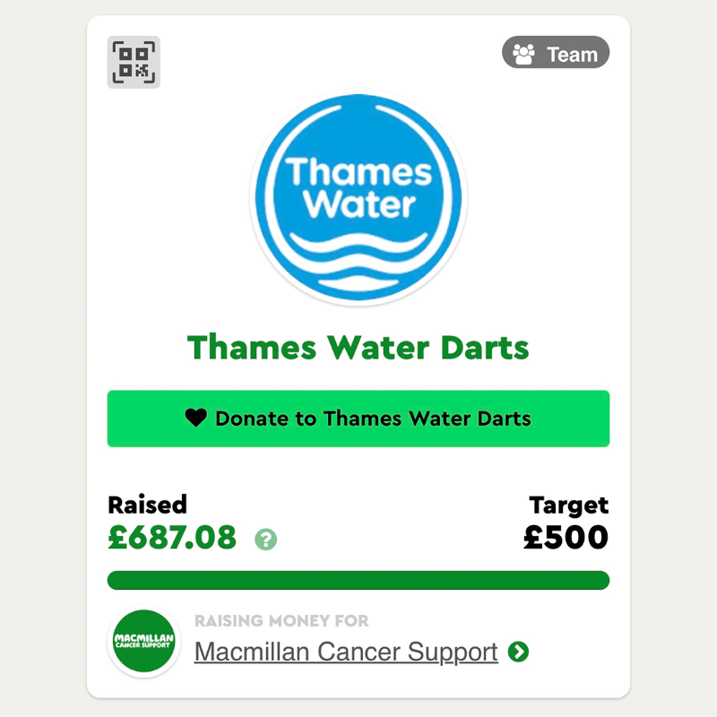 StevenageFC's tweet photo. This October, lifelong Boro fan @Deanio15 &amp; his Thames Water teammates are taking part in the @MacmillanCancer Darts Marathon to raise vital funds. 🎯

All donations of £10+ enter a draw to win an iPad! 🎁

Donate &amp; support them below. 👇
