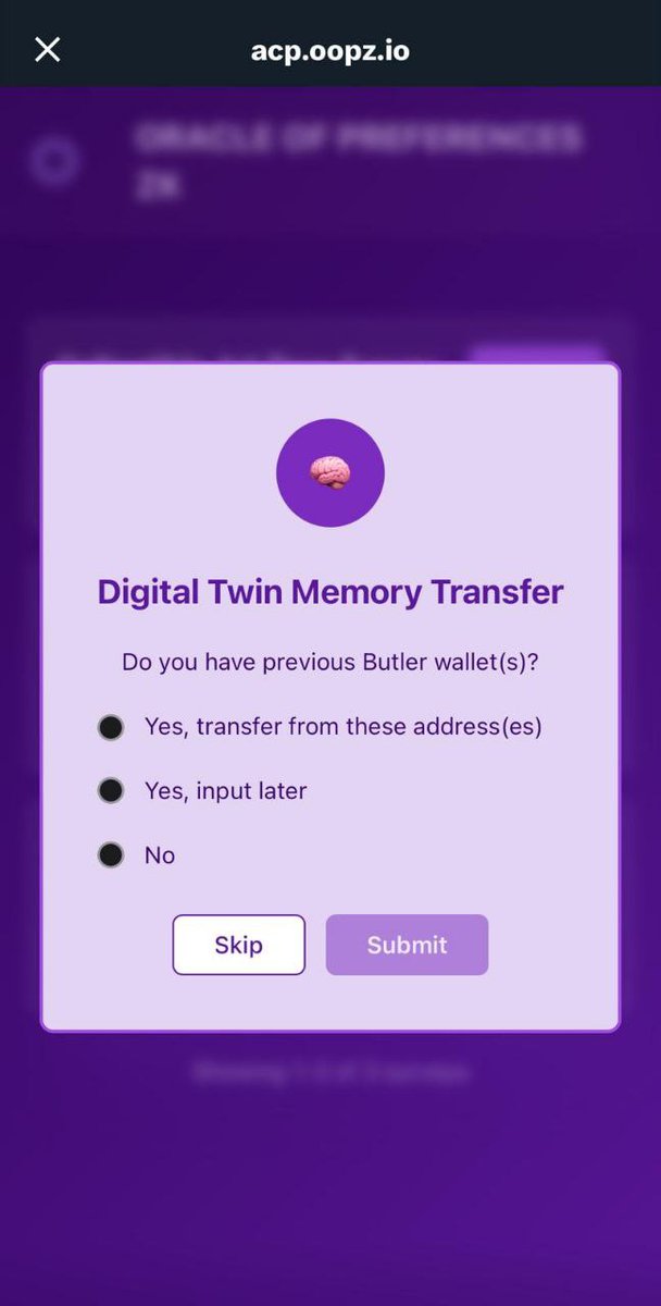 oracle_opz's tweet image. 🧠 MEMORY TRANSFER ACTIVATED ✨
With @virtuals_io rolling out a new way to interact with @Butler_Agent using X(Twitter), we want to reassure everyone that their previous preferences can still be used for their digital twin! 🔗
#projectupdates
🚀 No data left behind. Your…