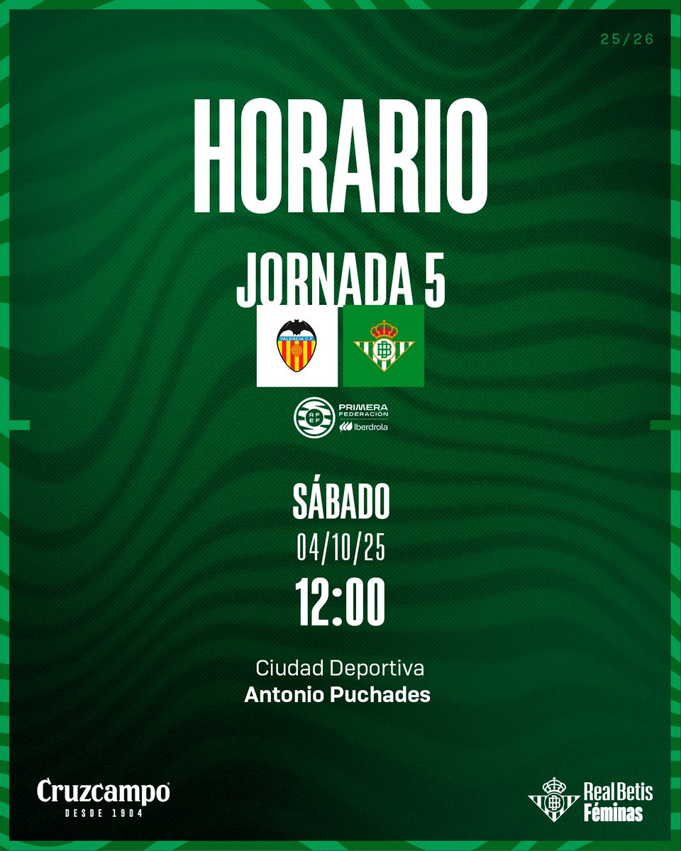 📅⌚ HORARIO | <a href="/VCF_Femenino/">Valencia CF Femenino #ADNVCF</a> - #BetisFéminas, sábado 4 de octubre a las 12:00 horas ⚽️💚

➡️ realbetisbalompie.es/noticias/femin…

#ValenciaRealBetis