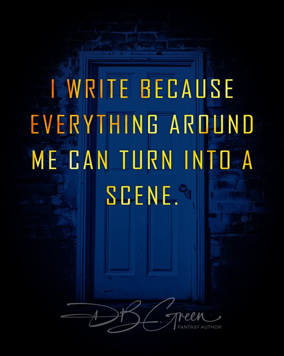 dbgreenauthor's tweet image. ✍️ I write because everything around me can turn into a scene.

What around you today feels like one?

➡️ More every Monday.

#WhyIWrite #IndieAuthor
