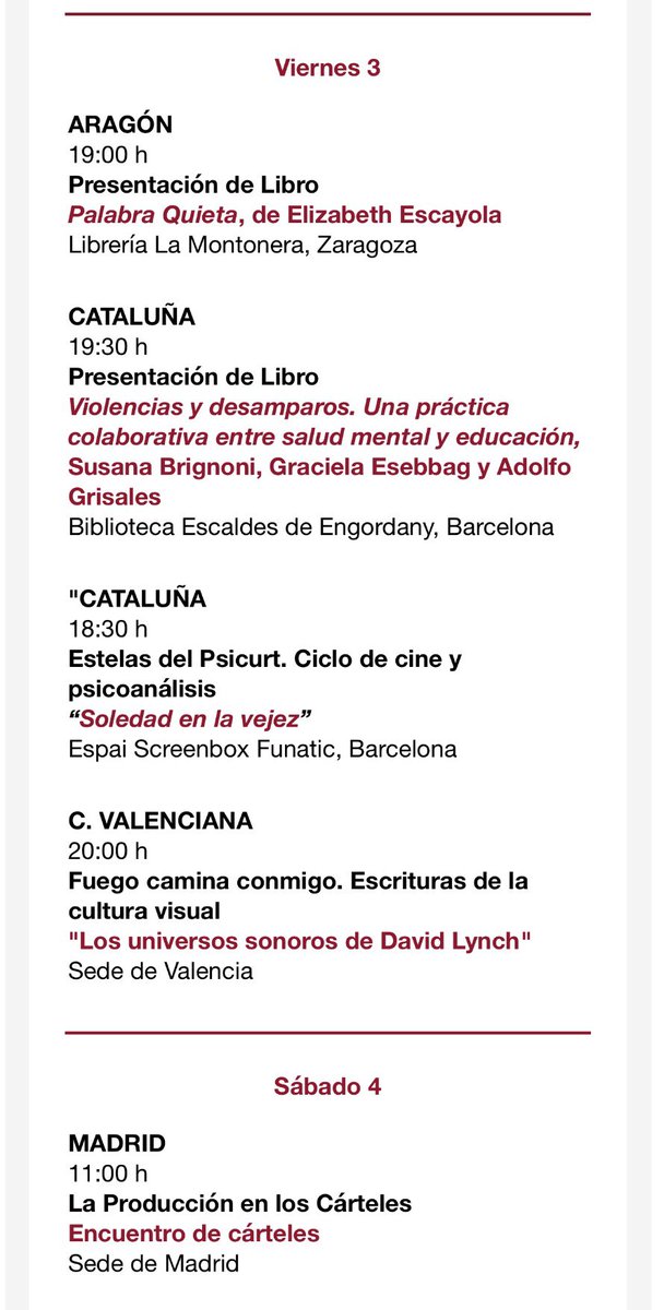 🗓️ Agenda ELP del 29 de septiembre al 5 de octubre, 2025