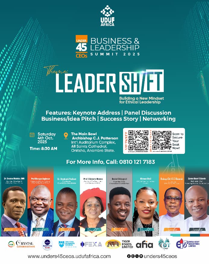 ✨ BIG NEWS! ✨

Thanks to the support of Crystal Garden Estate <a href="/Crystalgarden_/">Crystal Garden Estate</a>, Onitsha Business School <a href="/OBS_Nigeria/">OnitshaBusinessSchool</a> &amp; Emos Best Industries, we’re unlocking FREE ACCESS to the Under 45 CEOs Business &amp; Leadership Summit 2025! 🎉