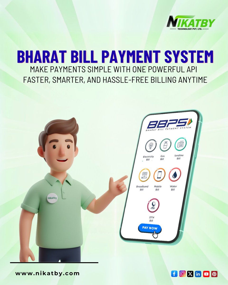 nikatby's tweet image. 🚀 Power Your Payments with Nikatby’s BBPS API! 💡🔗
Say goodbye to manual tracking—pay electricity, water, gas, postpaid, and more from one smart dashboard.
💻 Join the digital billing revolution today: nikatby.com
#Nikatby #BBPSAPI #FintechMadeEasy #PaymentsReimagi