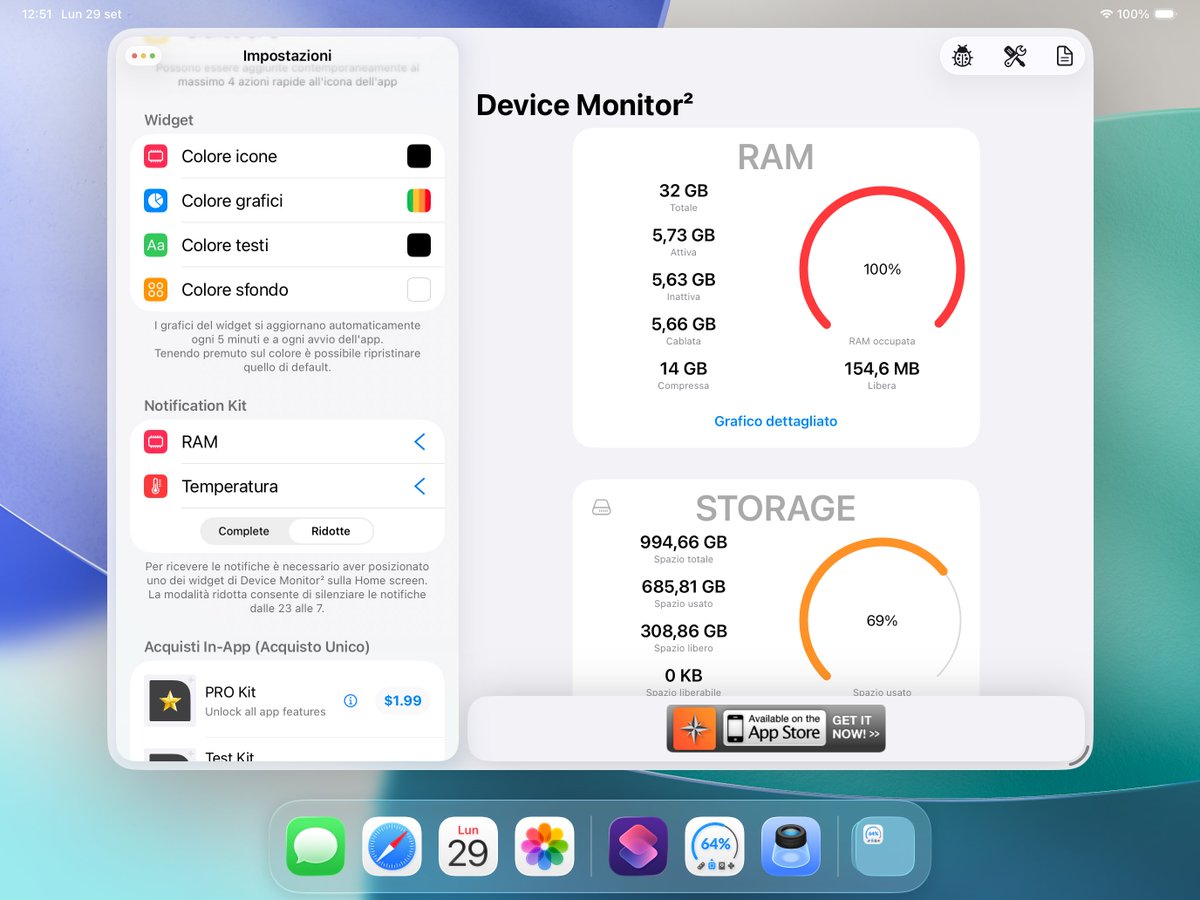 FastDevsProject's tweet image. Device Monitor² version 26.0.0 is coming soon! 
A small preview of the changelog: 
• full support for the new iOS 26 Liquid Glass.
• new app icon now fully supports iOS 26
• integrated keyboard shortcuts into the new iPadOS 26 menu bar via the File menu
• ...