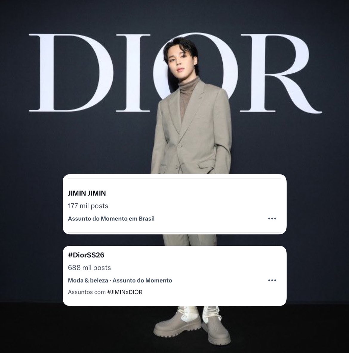O EVENTO MAIS AGUARDADO! ✨

Jimin aparece entre os tópicos mais comentados no Brasil e no mundo! 💛

JIMIN IS COMING
DIORMIN IS COMING
#JIMINxDior #DiorSS26 #PFW