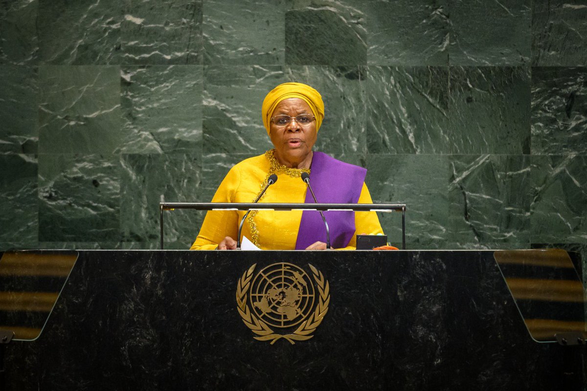UNNamibia's tweet photo. 🌍“Even the smallest nations have a voice.”
At #UNGA80,President Netumbo Nandi-Ndaitwah reaffirmed 🇳🇦’s belief that small states can help shape durable peace & justice-calling for UN reforms that amplify marginalized voices & democratize global governance.#UNSDCF #PactOfTheFuture https://t.co/END8sjANfo