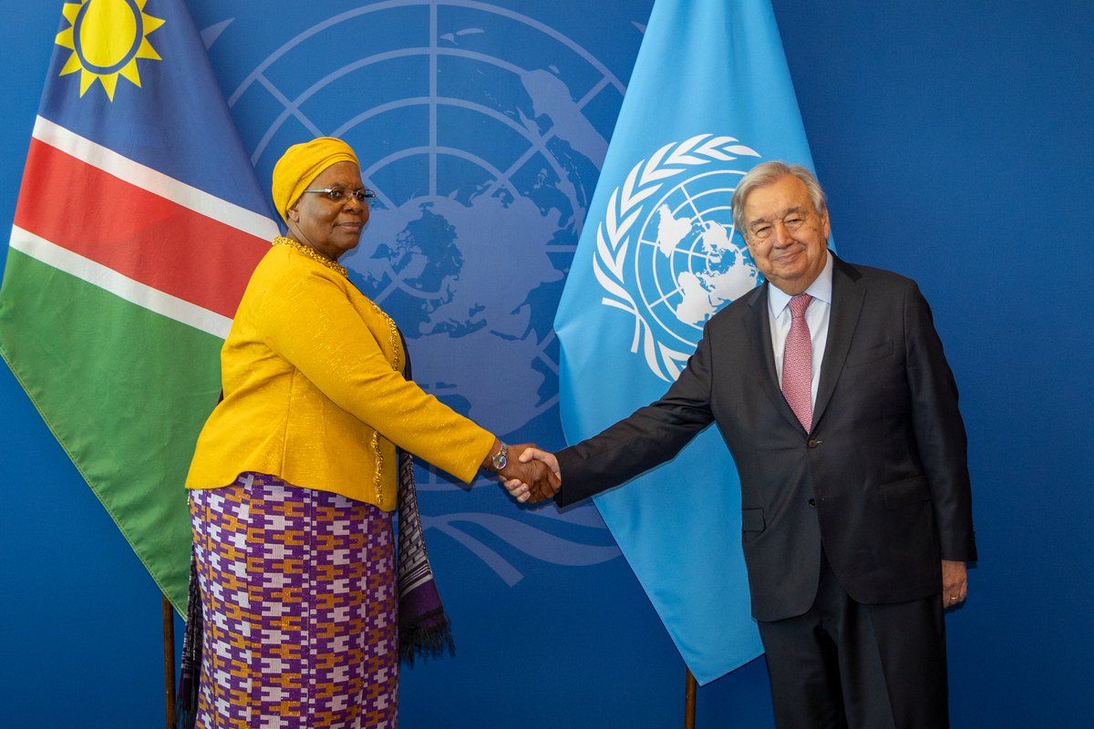 UNNamibia's tweet photo. 🌍“Even the smallest nations have a voice.”
At #UNGA80,President Netumbo Nandi-Ndaitwah reaffirmed 🇳🇦’s belief that small states can help shape durable peace & justice-calling for UN reforms that amplify marginalized voices & democratize global governance.#UNSDCF #PactOfTheFuture https://t.co/END8sjANfo