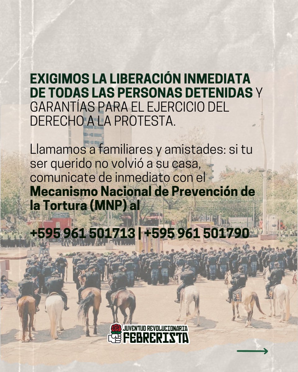 Jrfpy_'s tweet photo. Anoche, durante la manifestación ciudadana, la policía paraguaya actuó con violencia contra manifestantes pacíficos.
Gases, golpes y persecución fueron la respuesta del Estado al reclamo del pueblo👇 https://t.co/RXnLwBZSOV